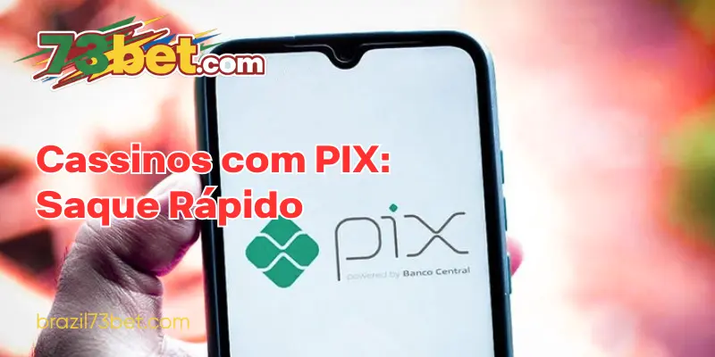 Banner mostrando o logo do PIX e um cronômetro, para cassinos com saque rápido