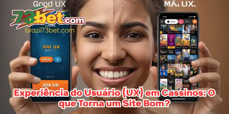 Comparativo de navegação em um app de cassino (boa UX vs má UX)