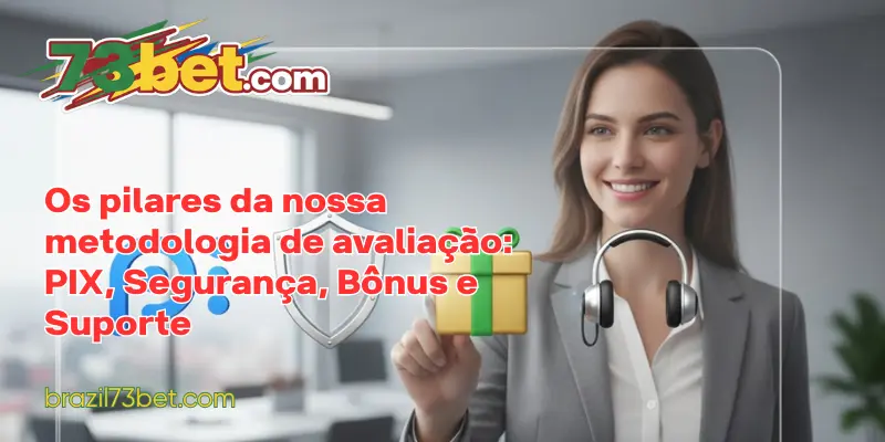 Os pilares da nossa metodologia de avaliação: PIX, Segurança, Bônus e Suporte
